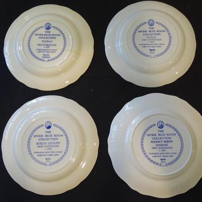 Set of (4) Spode ITALIAN 6.5" Blue and White Bowl Scallop Edge Made in England Micro Safe