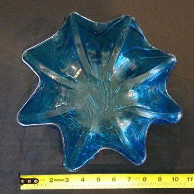 Set of (3) Iridescent Aqua Blue Beach Themed Serving Dishes
