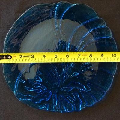 Set of (3) Iridescent Aqua Blue Beach Themed Serving Dishes