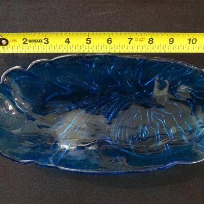 Set of (3) Iridescent Aqua Blue Beach Themed Serving Dishes
