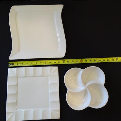 Smaller Fun Shaped White Platters - Set of (3) White Serving Dishes