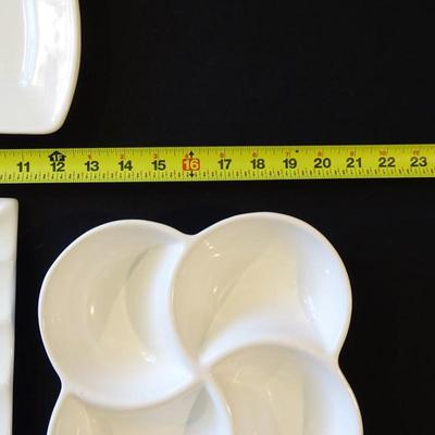 Smaller Fun Shaped White Platters - Set of (3) White Serving Dishes