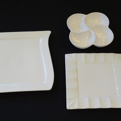 Smaller Fun Shaped White Platters - Set of (3) White Serving Dishes