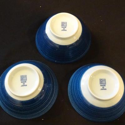 Beautiful Grouping of Three Sets of (3) Small Japanese Rice Bowls