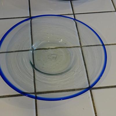 Eclectic Artisan Grouping of Two Sets of (4) Plates, and x1 Glass Vase