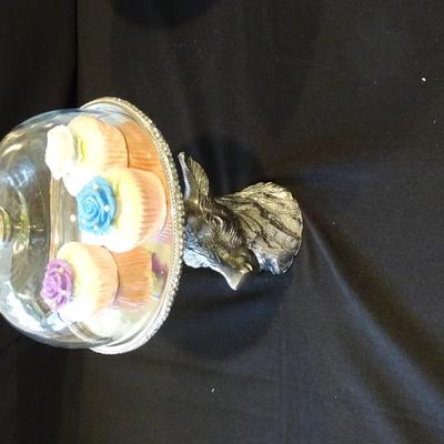 Set of Stag Head Cake Plate with Glass Dome, and Sculpted Pineapple Cake Plate Stands