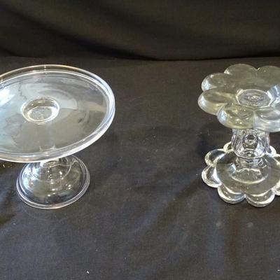 Set of Glass Cake Plate Stand and a Large Votive Candle Stand