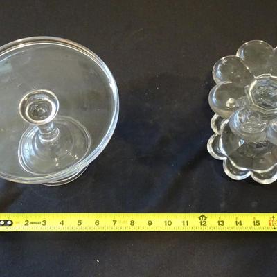 Set of Glass Cake Plate Stand and a Large Votive Candle Stand