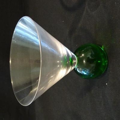 Set of (6) Vintage Martini Glasses; x1 Bubble Base, x1 Twiseted Spiral Stem