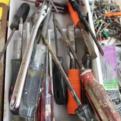 LARGE Lot of Hand Tools, Screws, Nails, and Clamps