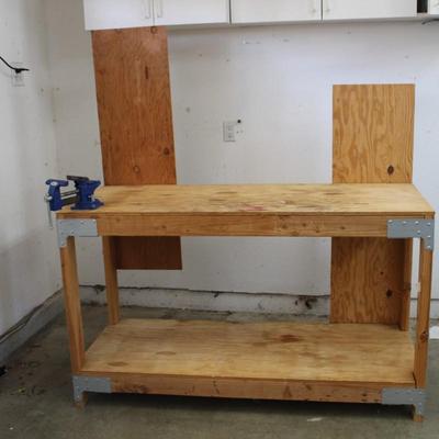 Wooden Work Bench with a Record Vice Clamp