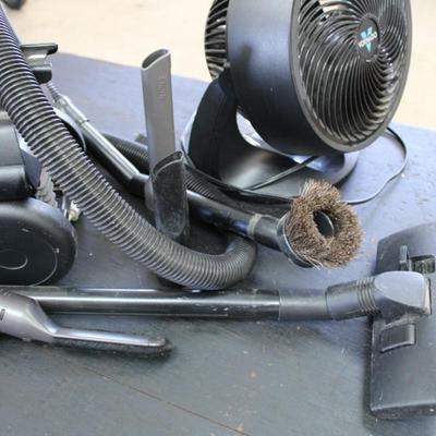 Sanitaire Commercial Vacuum Cleaner, Vornado 12" Fan, Lasko Oscillating Fan Tower