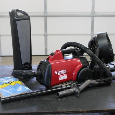 Sanitaire Commercial Vacuum Cleaner, Vornado 12" Fan, Lasko Oscillating Fan Tower