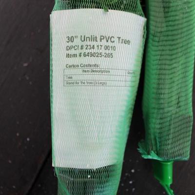 Five Trees - Three Fake Flocked Christmas Trees (Pre-Lit) and Two New 30" PVC Tree (Unlit)