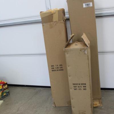 Five Trees - Three Fake Flocked Christmas Trees (Pre-Lit) and Two New 30" PVC Tree (Unlit)