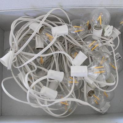 Christmas Holiday DÃ©cor Boxes and a Strand of Large White Lights