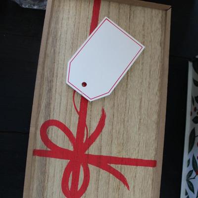 Christmas Holiday DÃ©cor Boxes and a Strand of Large White Lights