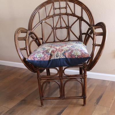 Unique Large Bamboo Rattan Chair - Club/Barrel Style