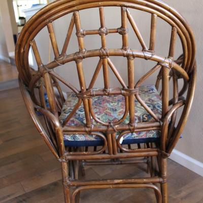 Unique Large Bamboo Rattan Chair - Club/Barrel Style