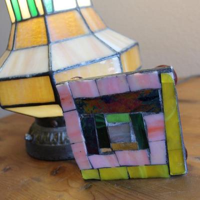 24" Tall Vintage Tiffany Glass Lamp and Coaster