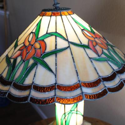 24" Tall Vintage Tiffany Glass Lamp and Coaster