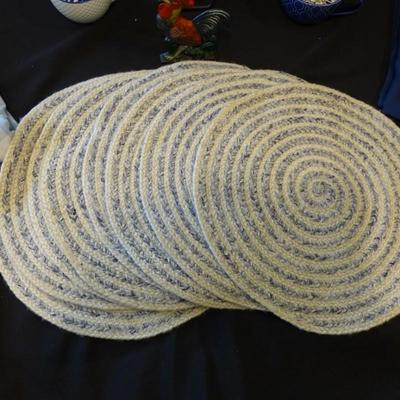 Morning Coffee Set:  Set of (8) Round Placemats, (2) Round Tablecloths, (2) Coffee Cups