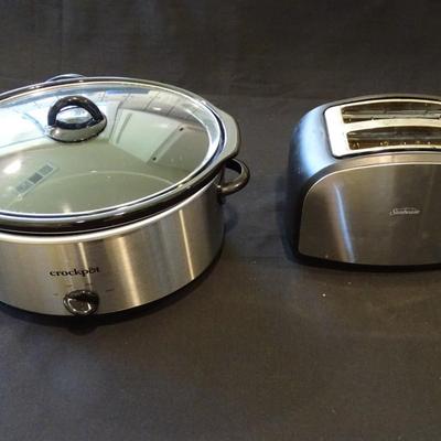 Black and Stainless Steel. Crockpot and Sunbeam Toaster