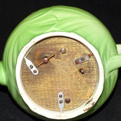 Vintage 1930's Nautical Motif Teapot, 1940's Musical Teapot Green Water Lilies, and Antique Cheese Keeper