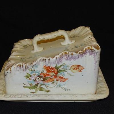 Vintage 1930's Nautical Motif Teapot, 1940's Musical Teapot Green Water Lilies, and Antique Cheese Keeper