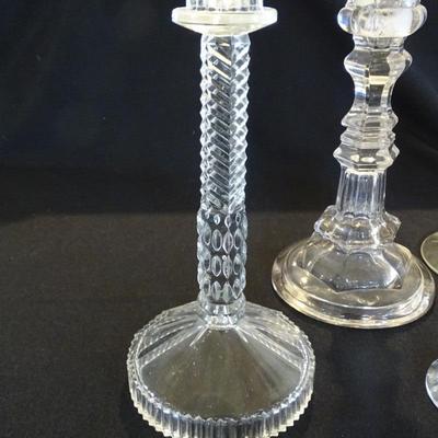 Large Assortment of Hand Cut Crystal Candlesticks