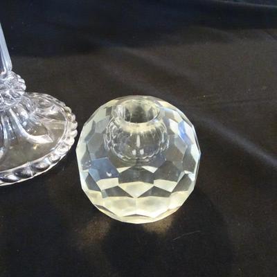 Large Assortment of Hand Cut Crystal Candlesticks