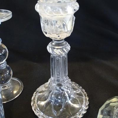 Large Assortment of Hand Cut Crystal Candlesticks