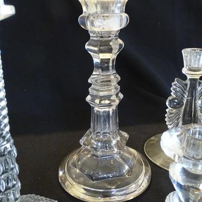 Large Assortment of Hand Cut Crystal Candlesticks