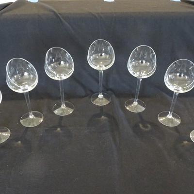 Set of 7 Slanted Rim Wine Glasses