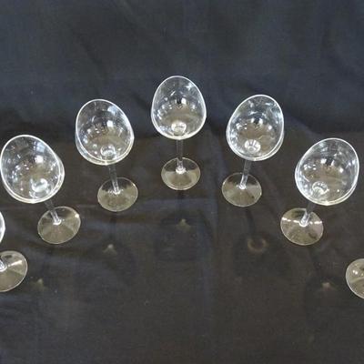 Set of 7 Slanted Rim Wine Glasses