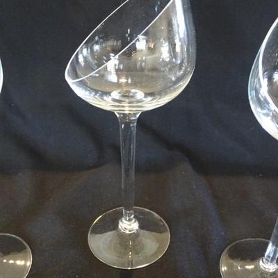 Set of 7 Slanted Rim Wine Glasses