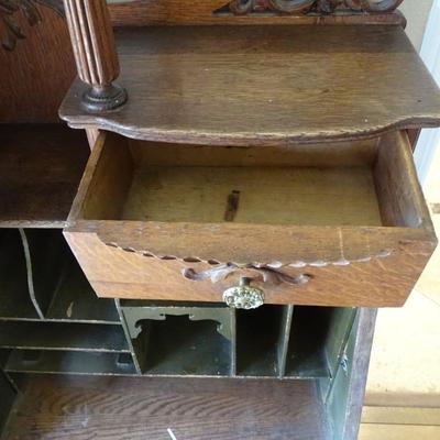 Antique American Classical Secretary Desk With Bookcase