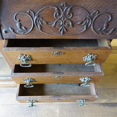 Antique American Classical Secretary Desk With Bookcase