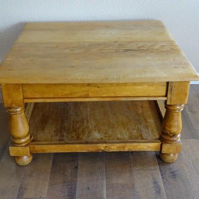 Large Rustic Turned Leg Coffee Table
