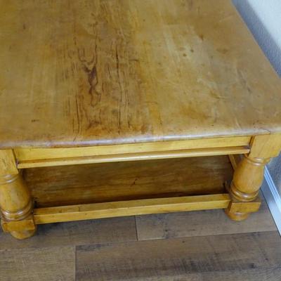 Large Rustic Turned Leg Coffee Table