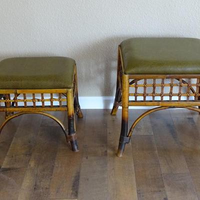 Set of (2) Rattan Ottomans