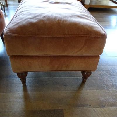 Vintage Velvet Tufted Wingback Accent Chair and Ottoman