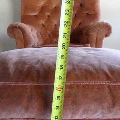 Vintage Velvet Tufted Wingback Accent Chair and Ottoman