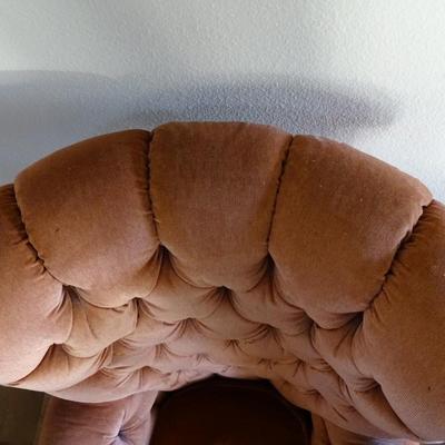 Vintage Velvet Tufted Wingback Accent Chair and Ottoman