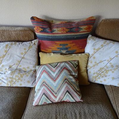 Assortment of Five Couch Pillows