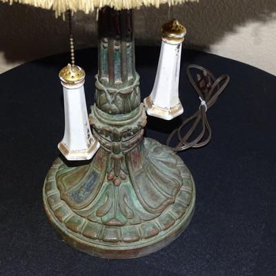 Enchanting Vintage Victorian Style Table Lamp with Fringed Shade
