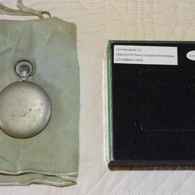 Vintage Silver Tone AM Watch Co. Waltham Mechanical Pocket Watch With Stopwatch Dial Featuring White Face & Roman Markings; and...