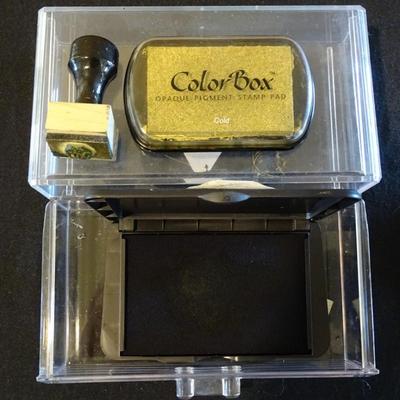 Stamps and Stamp Pads in Wooden Box