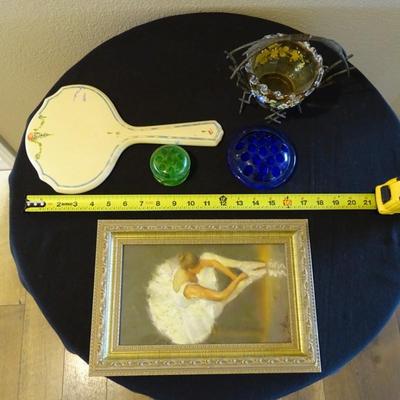 Vintage Home DÃ©cor: including Ballerina Artwork, Unique Candle Holder and Ivory Hand Mirror