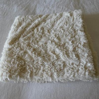 Set of Four Throw Blankets, One Quilt and Two Ivory Shag Rugs